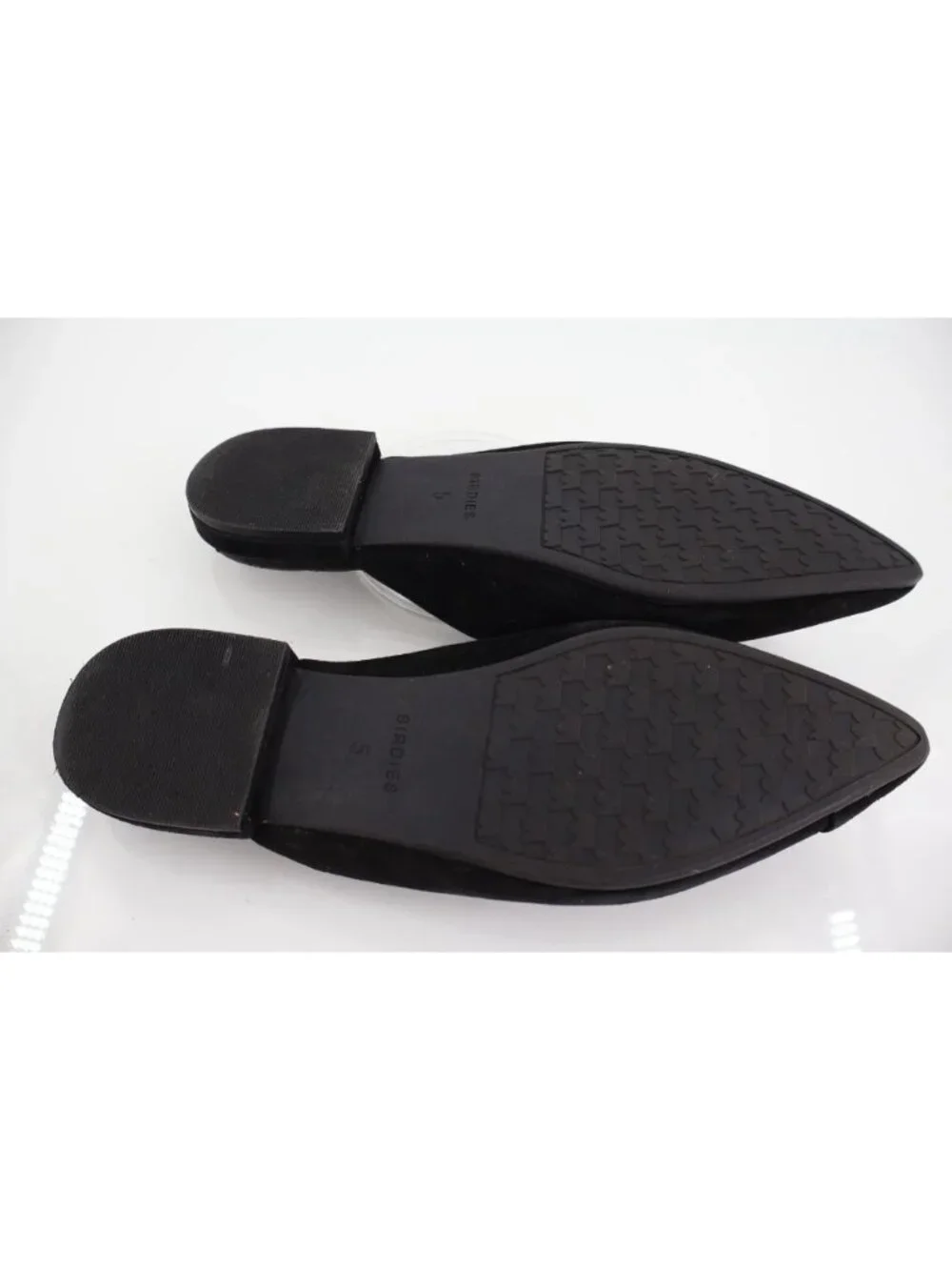 Birdies The Swan Mule Slide Slip-On Women’s Size 5 Black Suede Flat Pointy